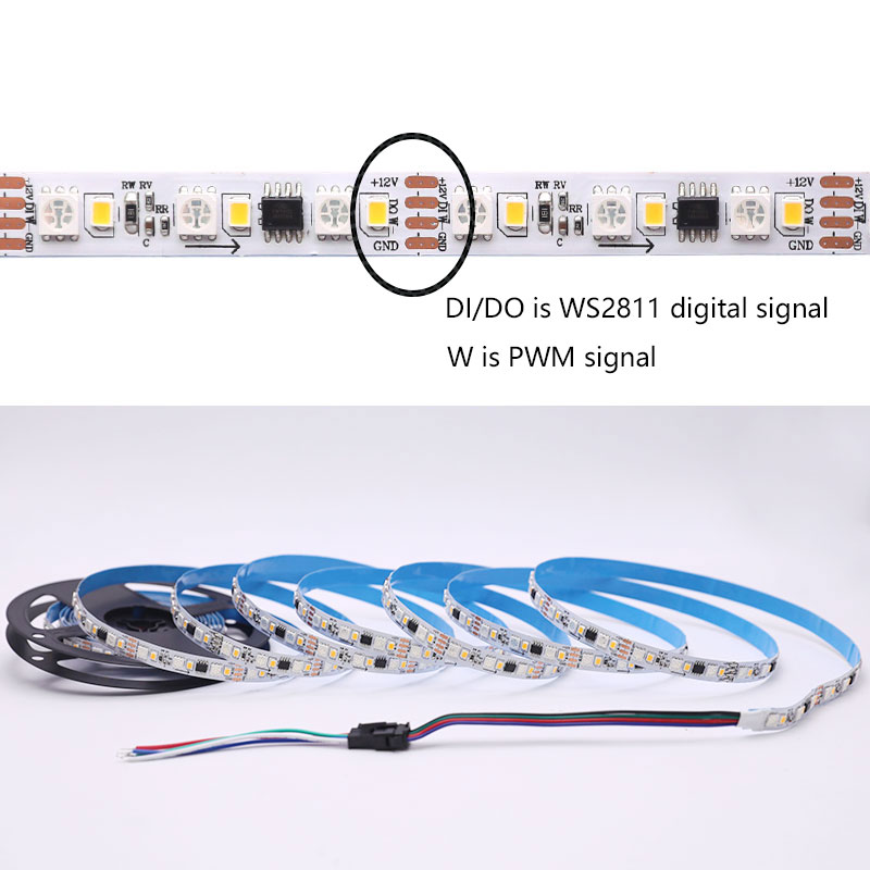 WS2811 DC12V Addressable RGB+White Color Chasing LED Lights Strip